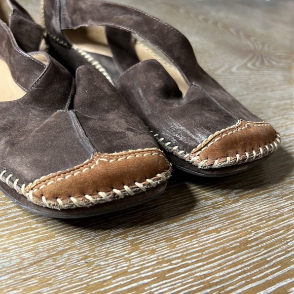 NURTURE Brown Leather Stitch Closed Toe Sandals - Picture 5 of 12